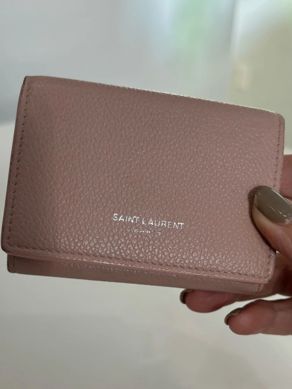 Saint Laurent YSL Blush Pink Leather Small Wallet Snap Closure Compact Mini Coin - Picture 1 of 11
